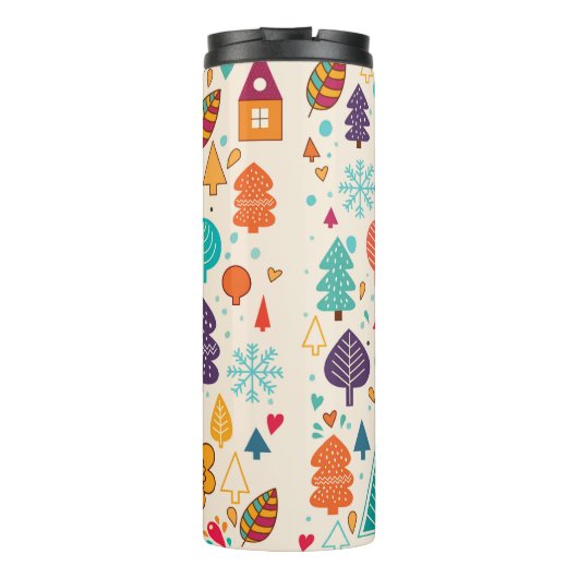 Grappige Kerstman Kerstmis Illustratie Thermosbeker (Achterkant)