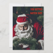 Grappige Kerstman Kerstmis Je Moet Oppassen  Feestdagenkaart (Voorkant)