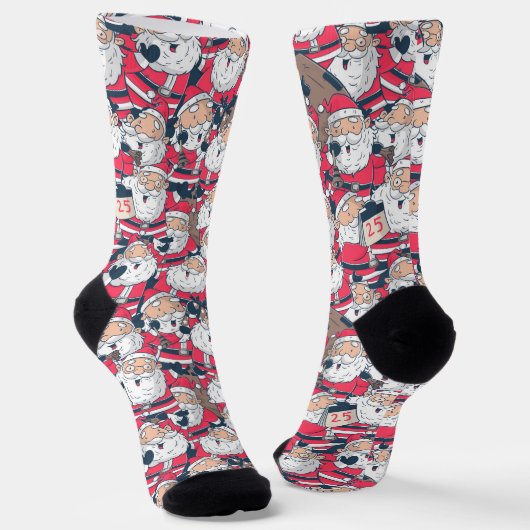 Grappige Kerstman Kerstmis  Sokken (Gebogen)