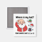 Grappige Kerstman Kerstmuts Zoek Magnet (Voorkant / Achterkant)