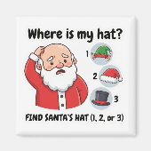 Grappige Kerstman Kerstmuts Zoek Magnet (Voorkant)