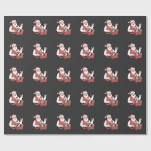 Grappige Kerstman Kerstwinkel Kassamedewerker Cadeaupapier