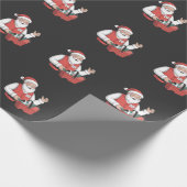 Grappige Kerstman Kerstwinkel Kassamedewerker Cadeaupapier (Hoek)