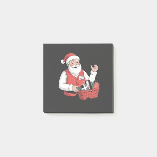 Grappige Kerstman Kerstwinkel Kassamedewerker Post-it® Notes (Voorkant)
