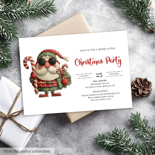 Grappige Kerstman Klassieke Print Rode Groene Fees Kaart