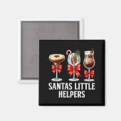 Grappige Kerstman Kleine Helper Martini Staart Pre Magneet (Voorkant / Achterkant)