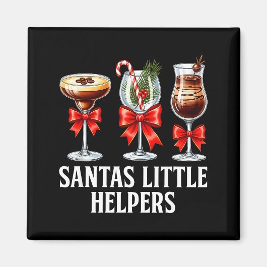 Grappige Kerstman Kleine Helper Martini Staart Pre Magneet (Voorkant)