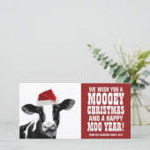 Grappige Kerstman Koei Mooie Kerst Landbouwmelkvee Feestdagenkaart (Staand voorkant)