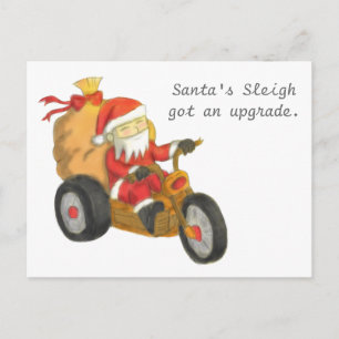 Grappige Kerstman Krijgt Sleigh-Upgrade voor Kerst Feestdagenkaart