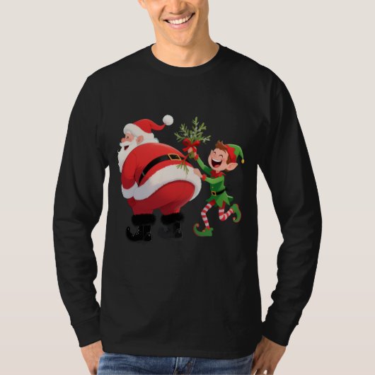 Grappige Kerstman Lange Mouwen T-shirt (Voorkant)