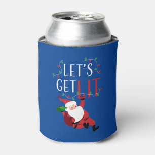 Grappige Kerstman Laten we verlichte kerstslogan Blikjeskoeler