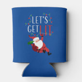 Grappige Kerstman Laten we verlichte kerstslogan Blikjeskoeler (Achterkant)