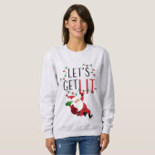 Grappige Kerstman Laten we verlichte kerstslogan Trui (Voorkant volledig)