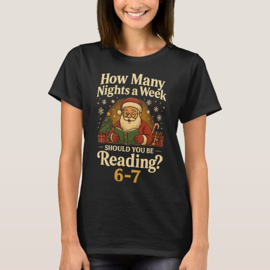 Grappige Kerstman Leest 67 Meme T-shirt Kerst Lera (Voorkant)