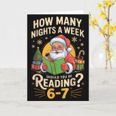 Grappige Kerstman Leest 67 Meme T-shirt Kerst Lera Kaart (Gele Bloem)
