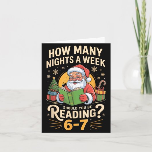 Grappige Kerstman Leest 67 Meme T-shirt Kerst Lera Kaart (Voorkant)