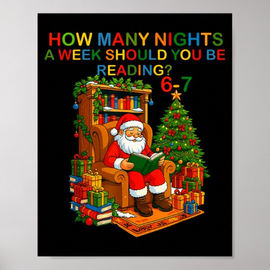 Grappige Kerstman Leest 67 Meme T-shirt Kerst Lera Poster (Voorkant)
