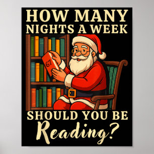Grappige Kerstman Leest 67 Meme T-shirt Kerst Lera Poster