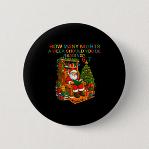 Grappige Kerstman Leest 67 Meme T-shirt Kerst Lera Ronde Button 5,7 Cm
