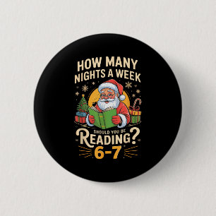 Grappige Kerstman Leest 67 Meme T-shirt Kerst Lera Ronde Button 5,7 Cm