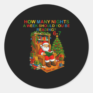 Grappige Kerstman Leest 67 Meme T-shirt Kerst Lera Ronde Sticker