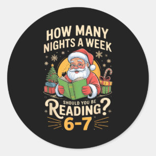 Grappige Kerstman Leest 67 Meme T-shirt Kerst Lera Ronde Sticker