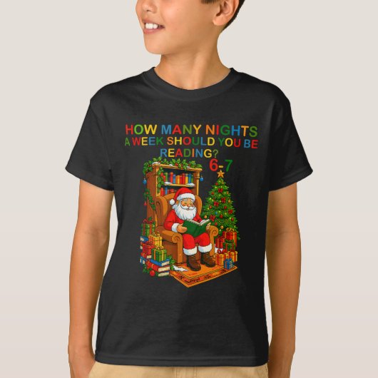 Grappige Kerstman Leest 67 Meme T-shirt Kerstmis L (Voorkant)