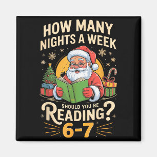 Grappige Kerstman Leest 67 Meme T-shirt Kerstmis L Magneet