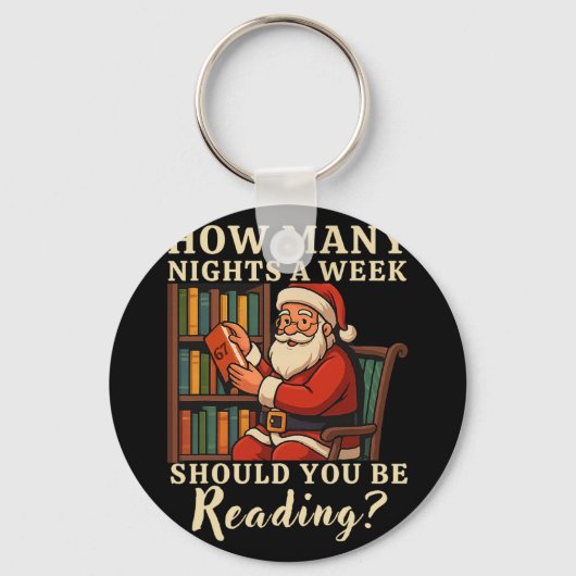 Grappige Kerstman Leest 67 Meme T-shirt Kerstmis L Sleutelhanger (Voorkant)