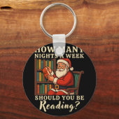 Grappige Kerstman Leest 67 Meme T-shirt Kerstmis L Sleutelhanger (Voorkant)