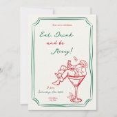 Grappige Kerstman Martini uitnodiging