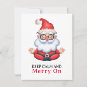 Grappige Kerstman Mediteert Blijf Kalm En Merry On Feestdagenkaart (Voorkant)