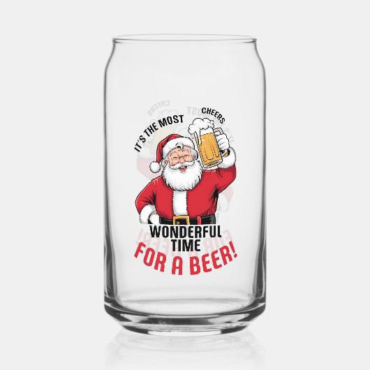 Grappige Kerstman meest geweldige tijd Blikvorm Glas (Achterkant)