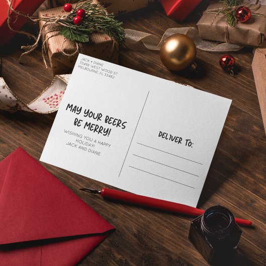 Grappige Kerstman Meest Prachtige Tijd Bier Kerstm Feestdagenkaart