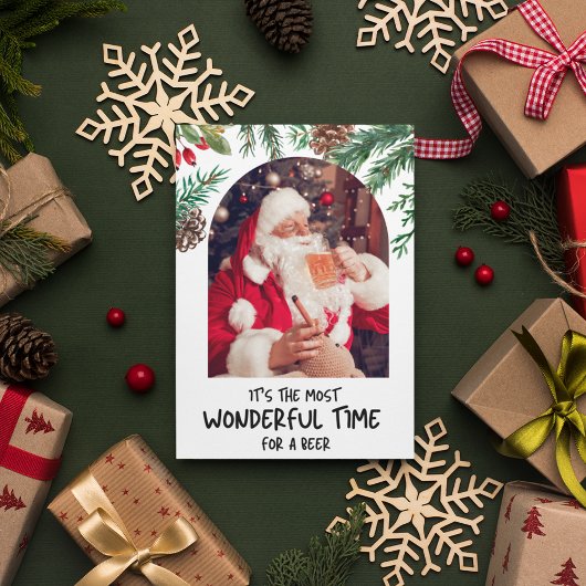 Grappige Kerstman Meest Prachtige Tijd Bier Kerstm Feestdagenkaart