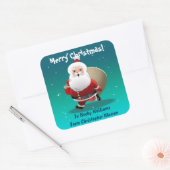 Grappige Kerstman met een zak vol cadeaus Vierkante Sticker (Envelop)