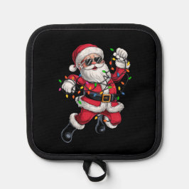 Grappige Kerstman Met Kerst Xmas Lichtjes Vakantie Pannenlap