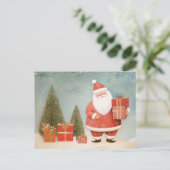Grappige Kerstman met kerstboom en cadeaus Briefkaart (Staand voorkant)