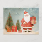 Grappige Kerstman met kerstboom en cadeaus Briefkaart (Voorkant)