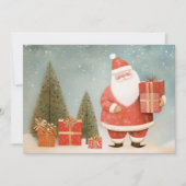 Grappige Kerstman met kerstboom en cadeaus Feestdagenkaart (Voorkant)