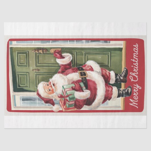 Grappige Kerstman met kerstcadeau Tissuepapier (Voorkant)