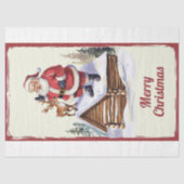 Grappige Kerstman met kerstcadeau Tissuepapier (Voorkant)