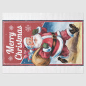 Grappige  Kerstman met kersttas Tissuepapier (Voorkant)