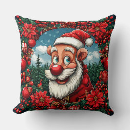 Grappige Kerstman met krans en versieringen Kussen
