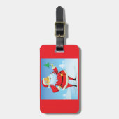 Grappige kerstman met mini kerstboom bagagelabel (Voorkant verticaal)