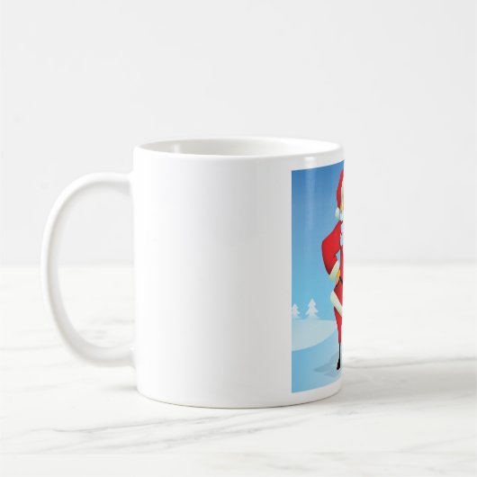 Grappige kerstman met mini kerstboom koffiemok (Links)