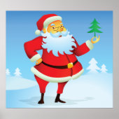 Grappige kerstman met mini kerstboom poster (Voorkant)
