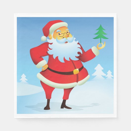Grappige kerstman met mini kerstboom servet (Voorkant)
