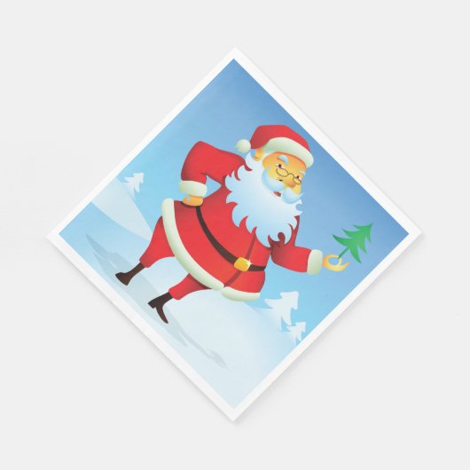 Grappige kerstman met mini kerstboom servet (Hoek)