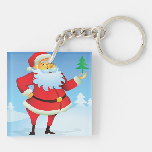 Grappige kerstman met mini kerstboom sleutelhanger (Achterkant)